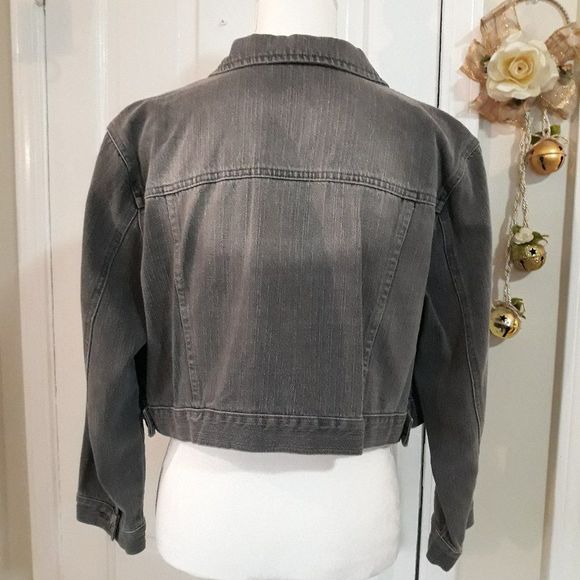 Jeanology Cropped Denim Jacket Size 18 ~ (Gray) By METRO STYLE - Picture 2 of 5